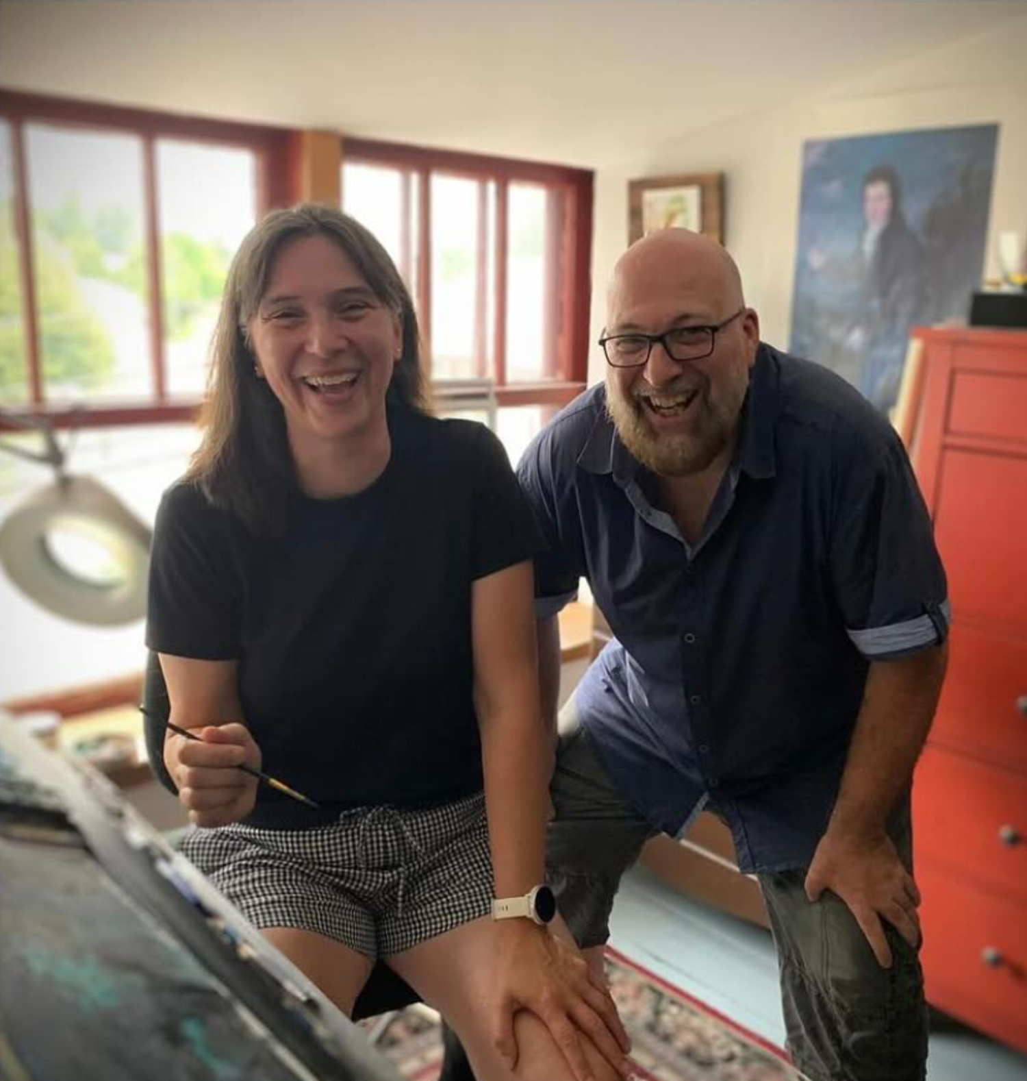 Annie Desrochers dans l'atelier de Christian Quesnel