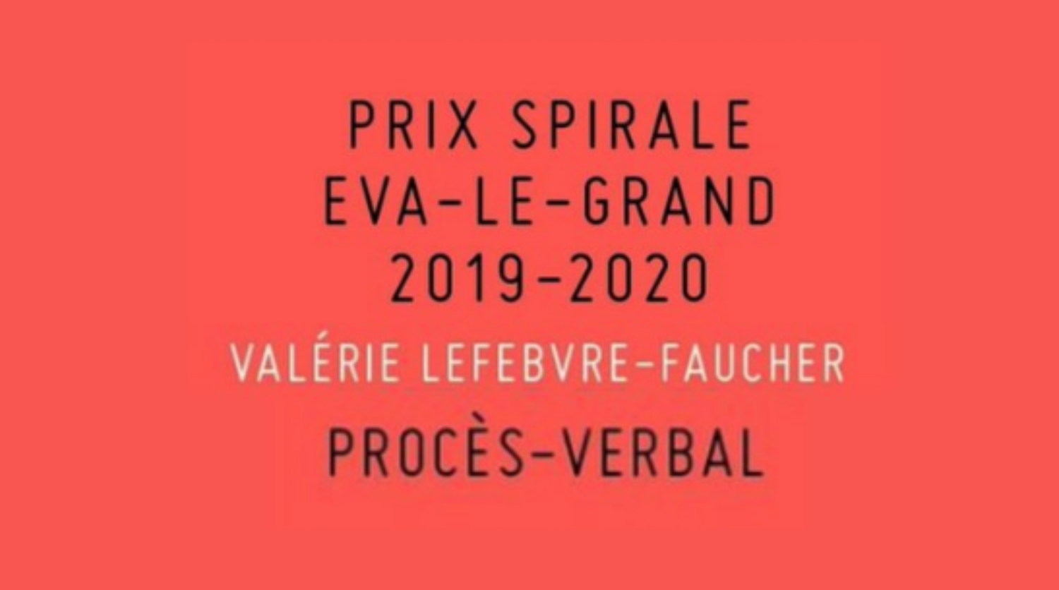 Valérie Lefebvre-Faucher remporte le prix Prix Spirale Eva-Le-Grand 2020