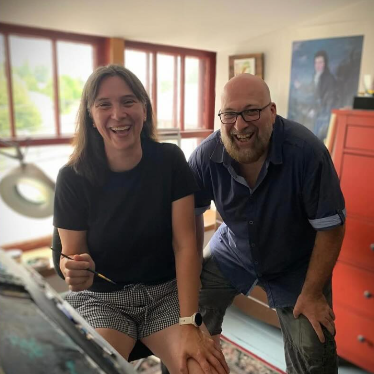 Annie Desrochers dans l'atelier de Christian Quesnel